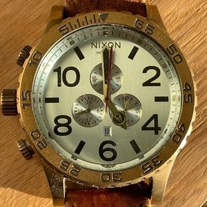 Nixon 51-30 leather band chronograph analog watch